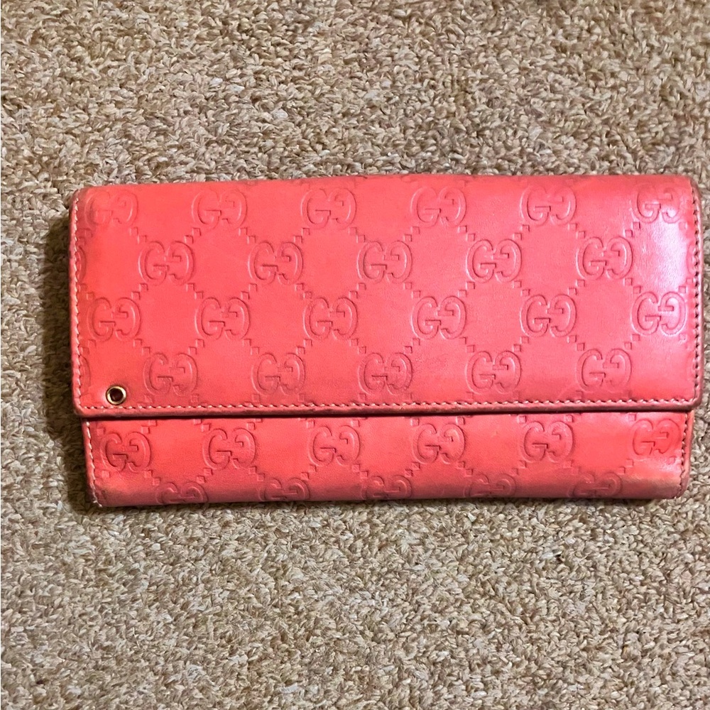 Gucci wallet Gutchishima Bordeaux leather Authentic used T17243
